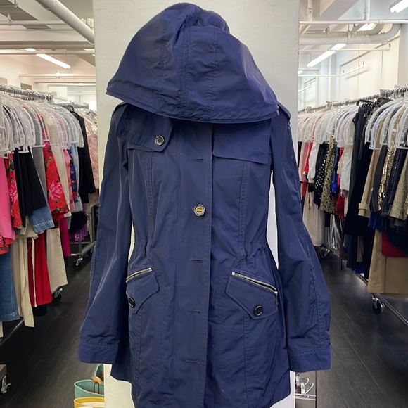 Navy Burberry Brit Parka - Picture 2 of 5